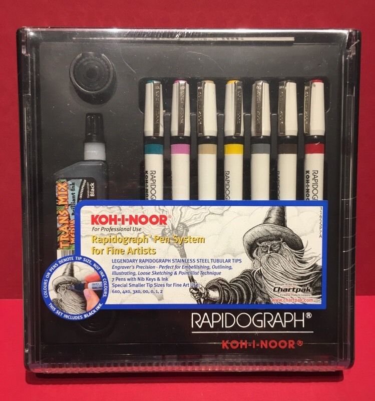 KOHINOOR Rapidograph Technical 7 Pen Artist Set 3165SP7A NEW!! FAST