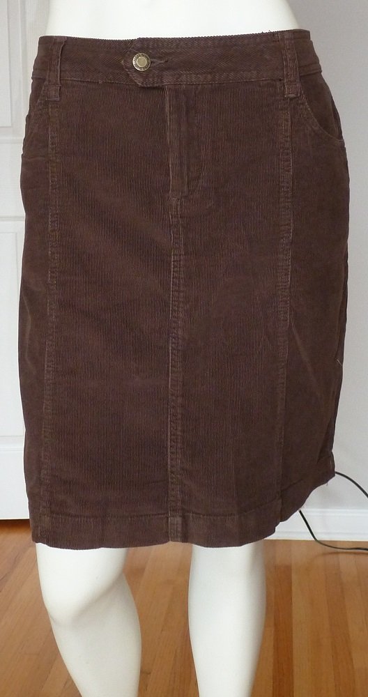 Brown Corduroy Skirt in Sz 10 by Faded Glory Front Pockets A-line 100% ...