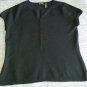 SHU SHU Cap Sleeve Sweater in Black Short Sleeve Stretch Button Opening