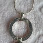 White Crystal Necklace Round Pendent Silver Tone, Metallic Can wear it 2-ways