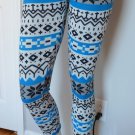New Size M/L Black Blue White Snowflakes Legging Thick Fabric Warm Winter Wonderland Holiday