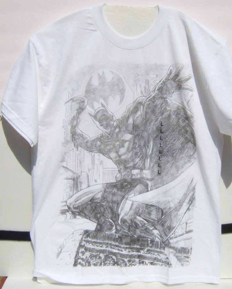 DC Batman Batarang Sketch Short Sleeve T-Shirt Large Size 100% Cotton NEW