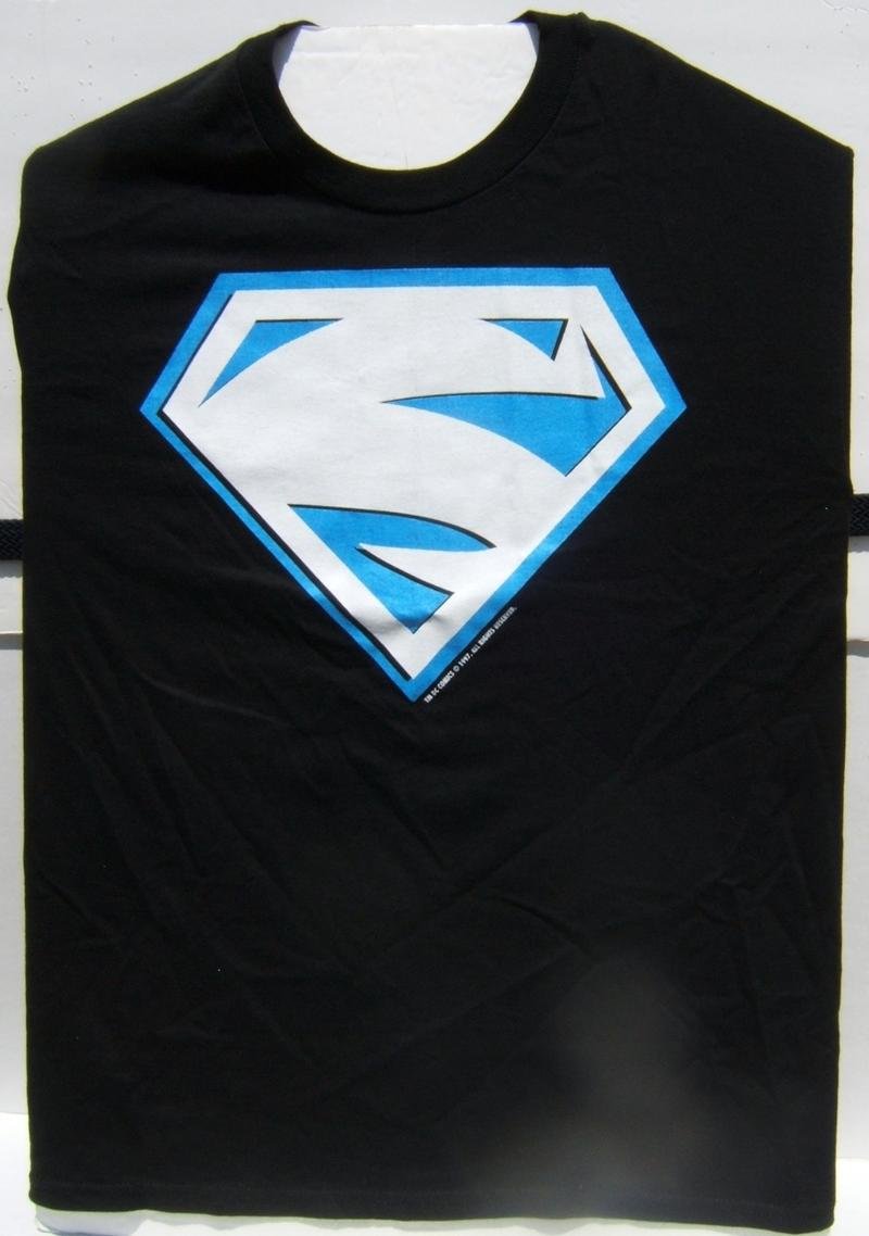 DC Superman Blue Logo Large Size T-Shirt Brand New 100 % Cotton Preshrunk HTF
