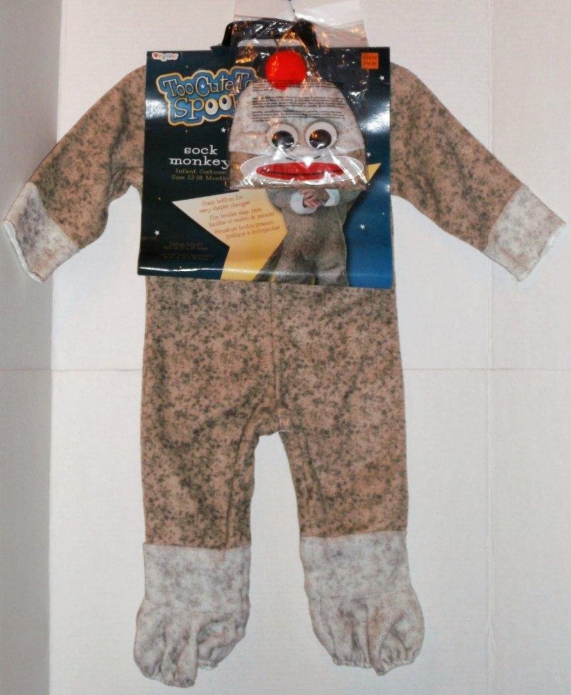 Disguise Too Cute 2 Spook Sock Monkey Infant Size 12-18 Months Halloween Costume