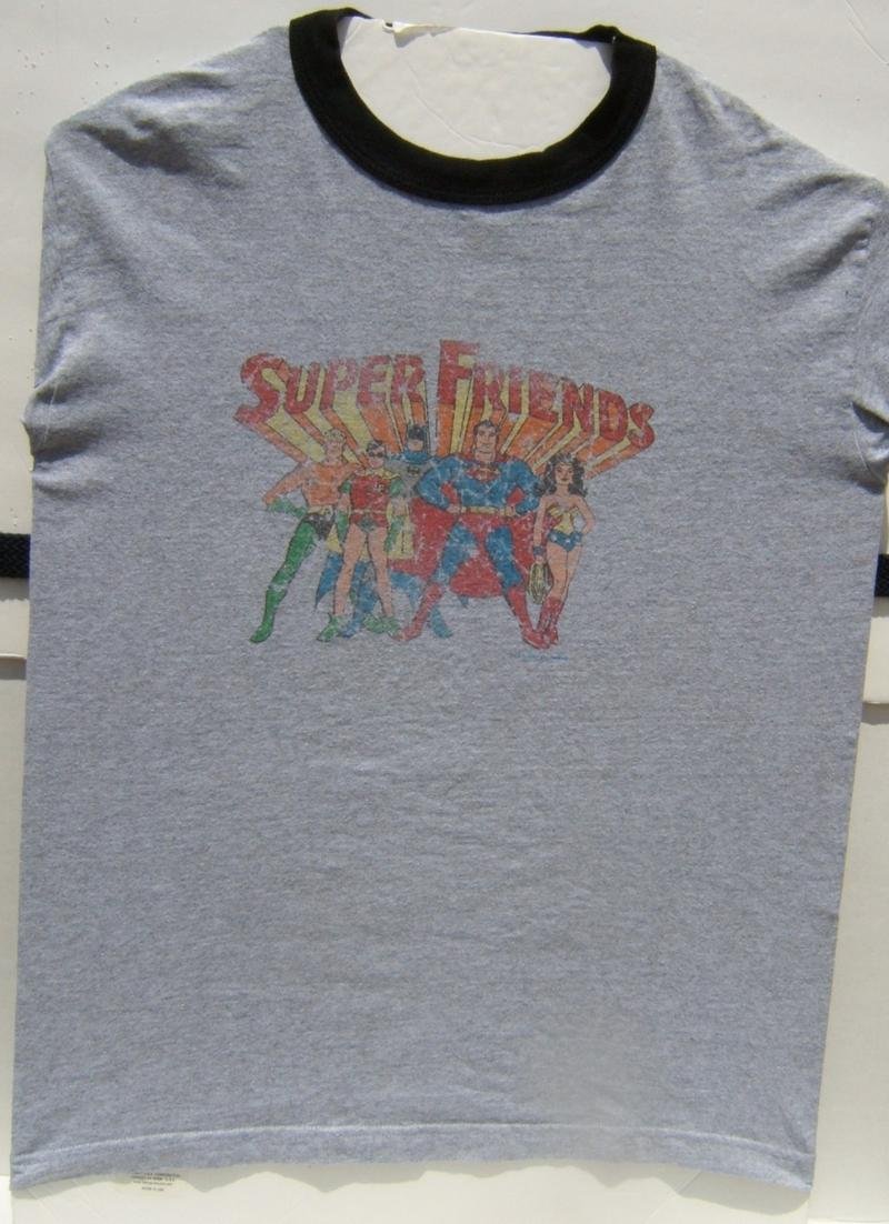 DC Vintage Pre-owned Super Friends Medium Size T-Shirt Grey 100 % Cotton