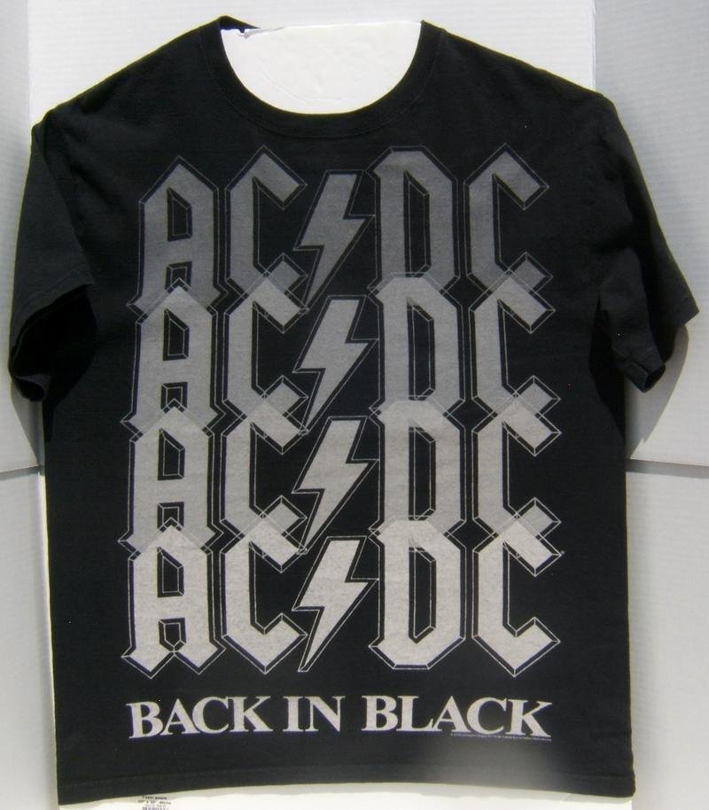 Pre-Owned AC/DC Black In Black Short Sleeve Graphic Music T-Shirt Medium Size