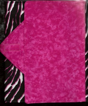 Pink Zebra Design Custom Made Apple iPad Folio Cover Case W/Velco Snap Brand New