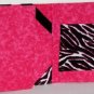 Pink Zebra Design Custom Made Apple iPad Folio Cover Case W/Velco Snap Brand New