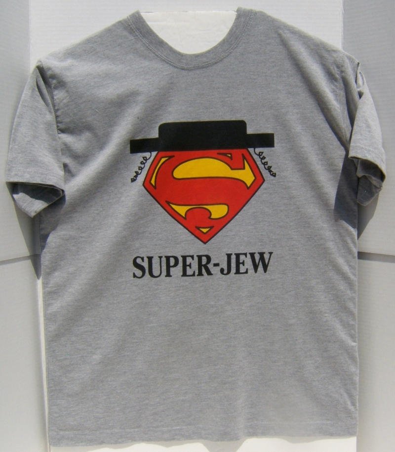 Pre-Owned DC Superman Super-Jew Logo Short Sleeve Graphic T-Shirt Medium Size