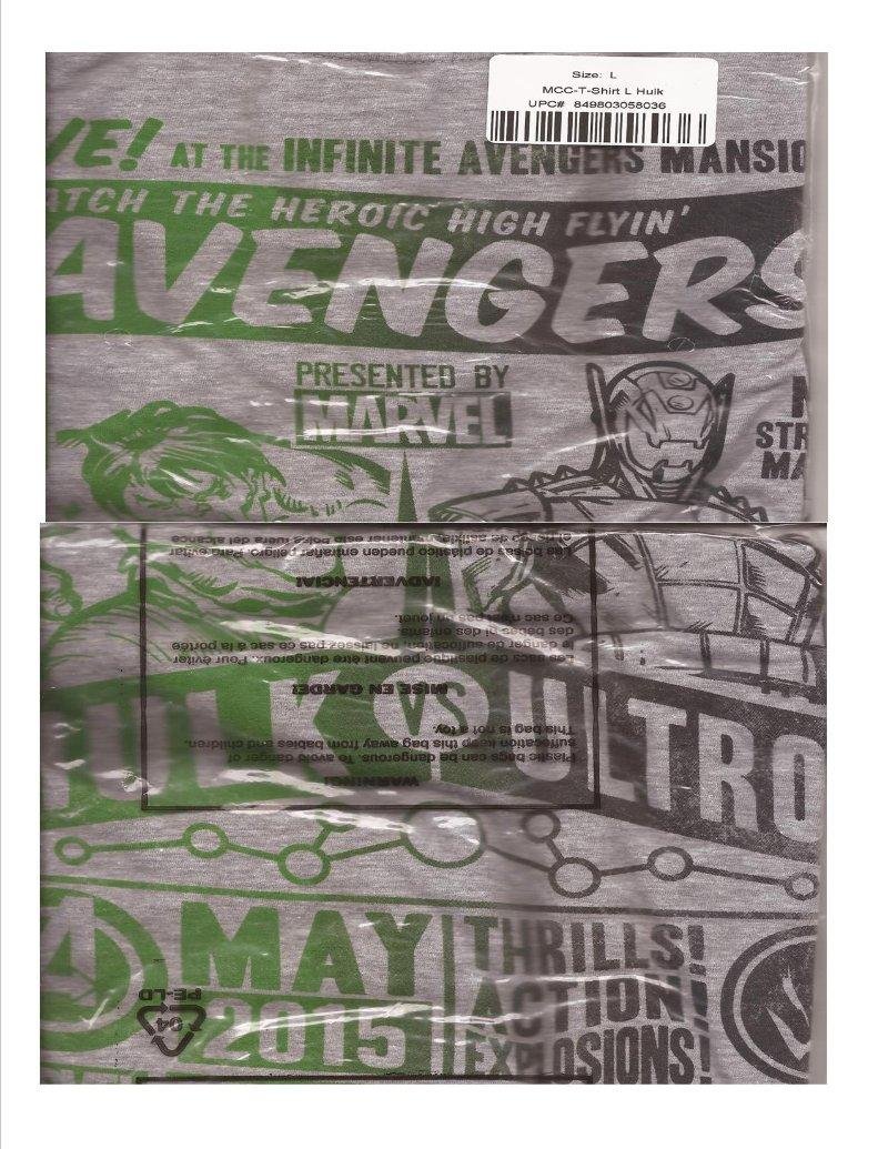 Marvel Collector Corps The Hulk vs Ultron Movie Short Sleeve T-Shirt Large Size