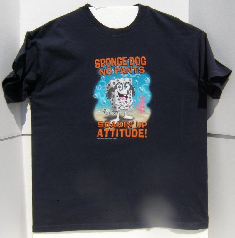 Pre-Owned Spongedog No Pants Soakin' Up Attitude Short Sleeve Graphic T-Shirt M