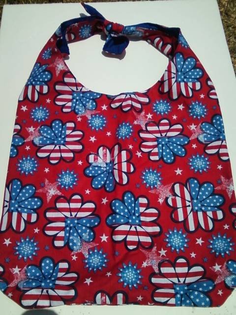 Stars & Stripes Flower Design Custom Made 1 Piece Adjustable Strap Tote Handbag