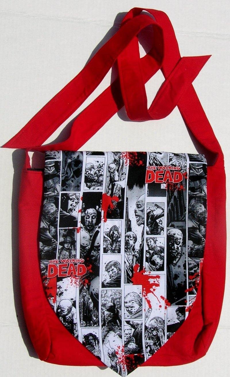 AMC The Walking Dead Comic Book Design Custom Adjustable Strap Red Messenger Bag