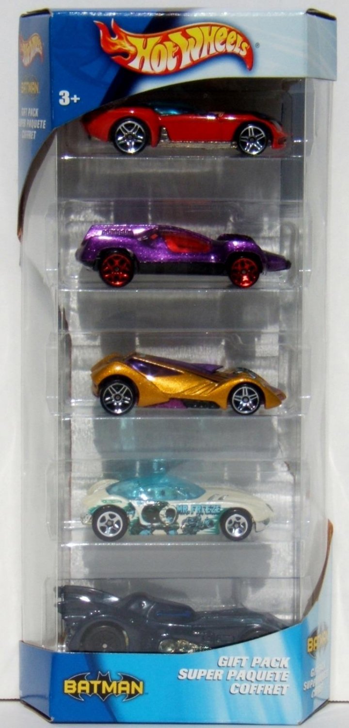 DC Mattel Hot Wheels Batman Super Gift Pack 5 Die Cast Metal Vehicle Set