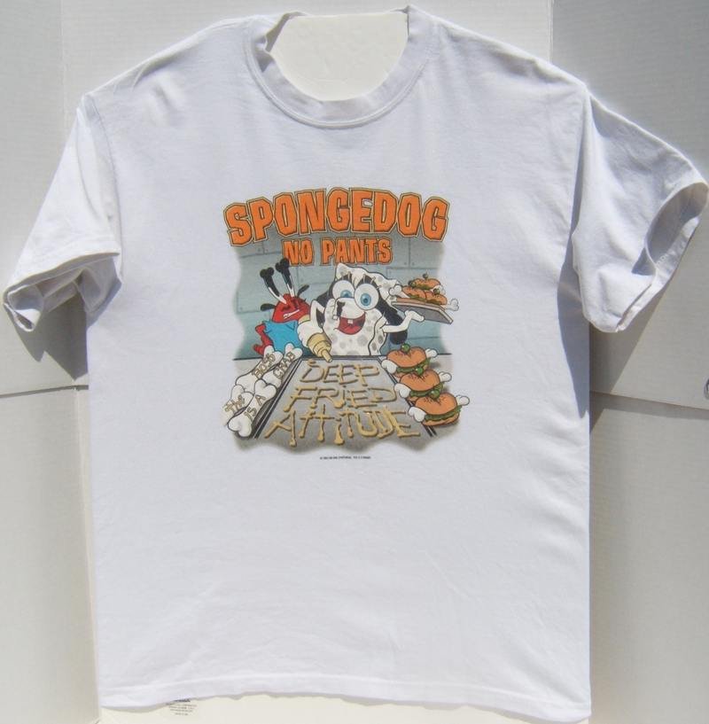 Pre-Owned Spongedog No Pants Deep Fried Attitude Short Sleeve Graphic T-Shirt LG