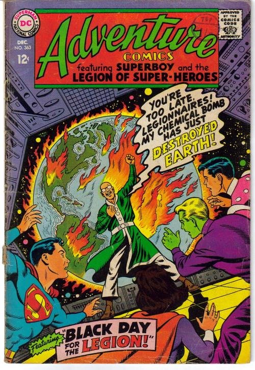 DC Adventure Comics #363 & 372 LOSH Black Day For The Legion Superboy Crack-Up