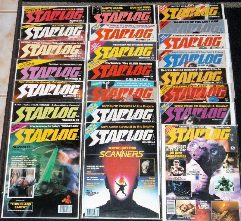 Starlog Magazine Lot #1 22 Issues TV Movie Sci-Fi Horror Monster Space Adventure