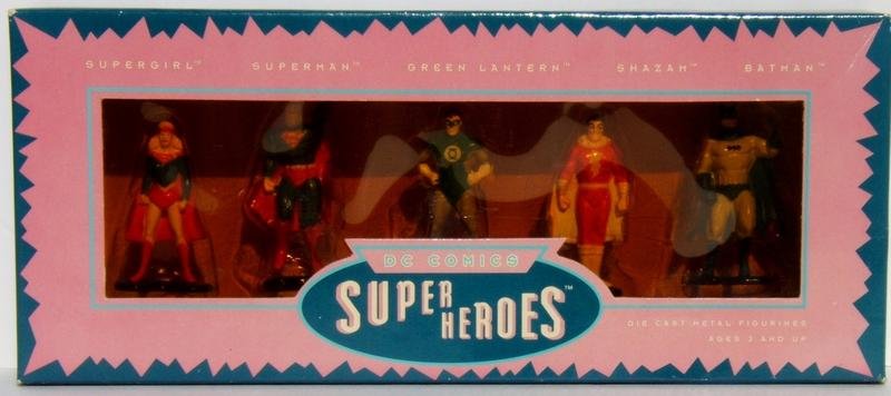 DC Comics Super Heroes 5 Die Cast Metal Figurines Superman Shazam Batman GL