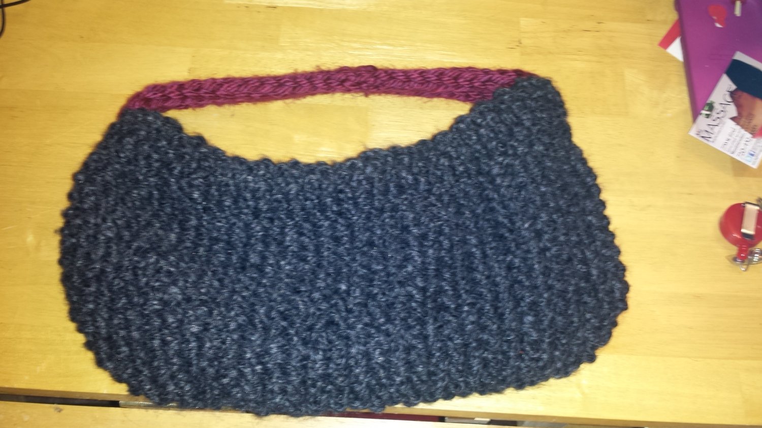 Grey and maroon purse