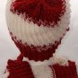 Adult red and white hat and scarf combo