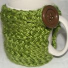 Green koozie with brown button