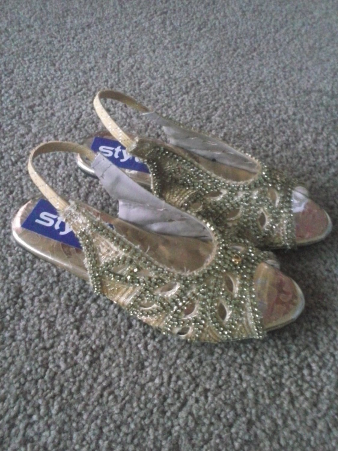 Kids Gold Heeled Diamonte Sandals