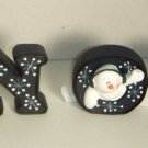 New SNOWMAN spells out "SNOW" Letters Figurines Navy Snowmen Christmas  Henton
