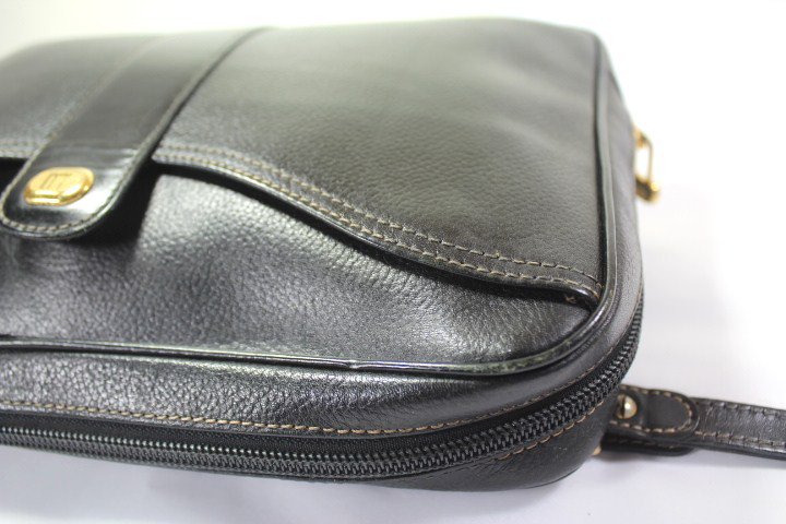 Vintage DUNHILL Black Calfskin Leather Wristlet Clutch Bag Unisex Men's