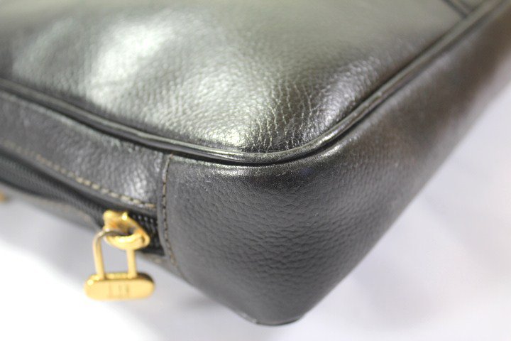 Vintage DUNHILL Black Calfskin Leather Wristlet Clutch Bag Unisex Men's