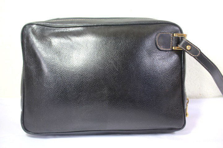 Vintage DUNHILL Black Calfskin Leather Wristlet Clutch Bag Unisex Men's
