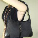 GUCCI Jackie O Lobster Clasp Black Canvas Leather Hobo Shoulder Bag Bamboo Italy