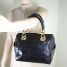 Vintage FAURO Italy Black Leather Speedy Boston Doctor Dr. Hand Bag Tote