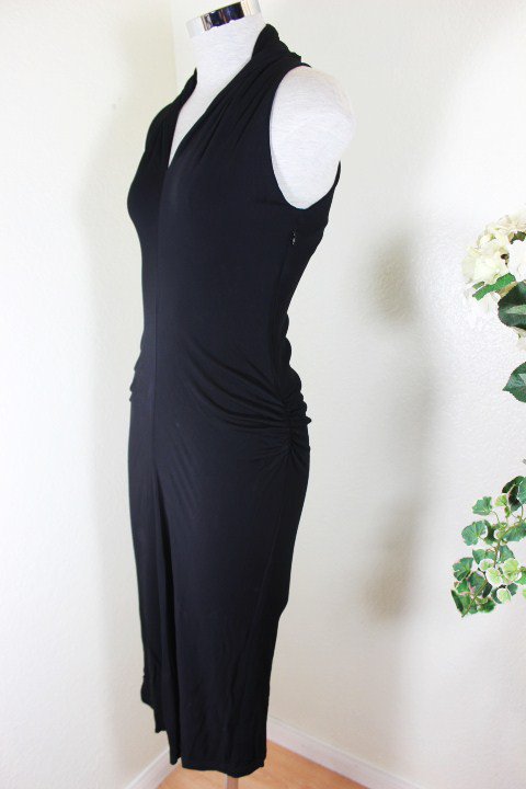 Celine Black Rayon Evening Dress Gown Small 38 4 5 6