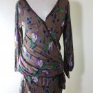 Vintage MISSONI Floral Long Sleeves Soft Rayon Wrap Dress 40 7 8