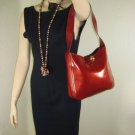 Vintage CELINE Cherry RED Glossy Patent Leather Shoulder Bag Italy