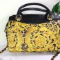 Vintage Gianni VERSACE Lady Gaga Yellow Paisly Nylon Leather Doctor Tote Bag