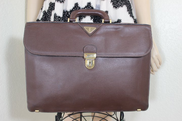 Vintage YSL Yves Saint Laurent Dark Brown Leather Briefcase Attache ...