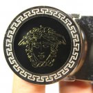 Gianni Versace Black Leather Round Buckle Medusa Face Belt 38 44 110 34 36