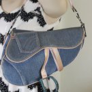Vintage Christian DIOR Blue Canvas Saddle Shoulder Bag Italy