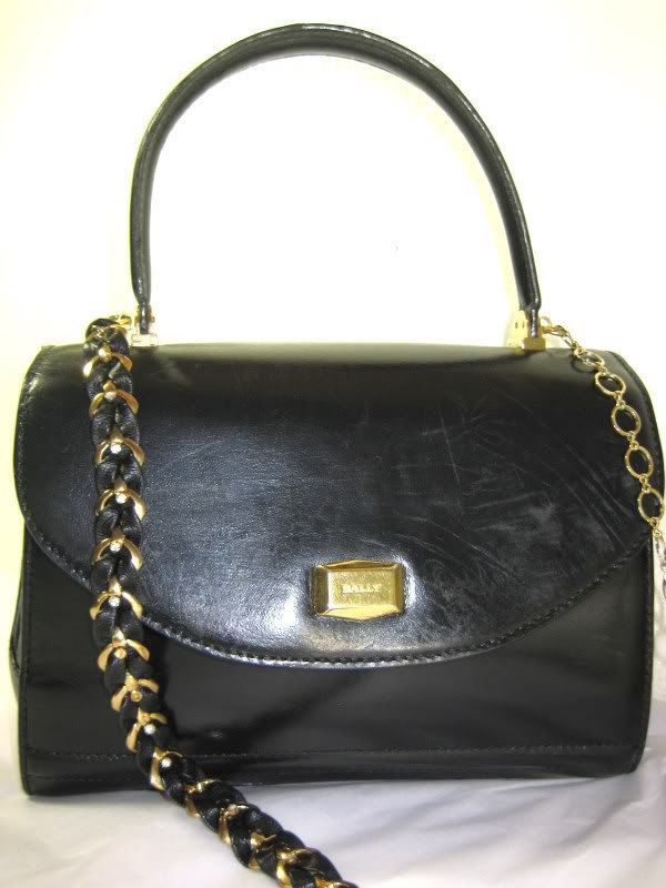 Vintage BALLY Italy Calf Leather Framed Black Handbag Shoulder Bag ...