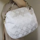 Vintage Christian Dior White Canvas Cannage Large Hobo Shoulder Hand Bag Italy