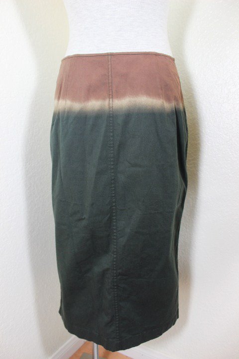 PRADA Cotton Tie-Dye Button Down Wrap Pencil Skirt Brown Grey Sz. 44 24 26