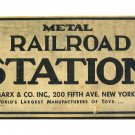 Vintage Marx Railroad Station Tinplate O Scale Trains Tin Playset Mint with Box