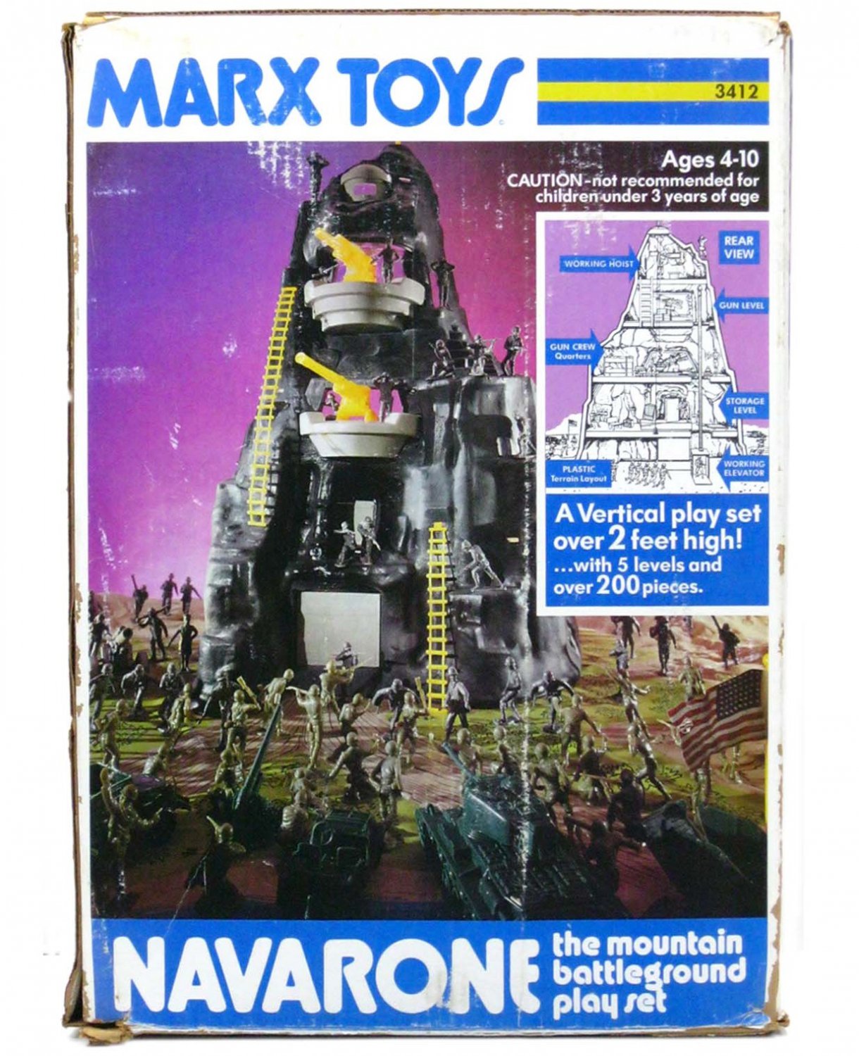 Vintage Marx Guns of Navarone WWII Mountain Battleground Playset w/Mat