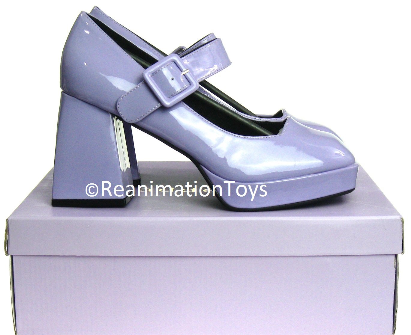 Madden Girl Lavender Purple Babydoll Chunky Block 3.5" Heel Gogo Prom Size 9 New