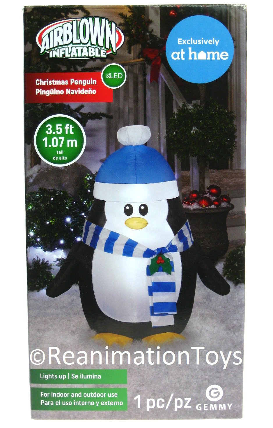 Gemmy Airblown Lighted Penguin Blue Hat Christmas Holiday Indoor/Outdoor Decor