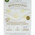 Wondershop Christmas 30 Warm White Twinkling LED Dewdrop Indoor Lights Timer 9"7" New