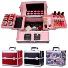 Black Portable Professional 3Layers Cosmetic Bag Women Makeup Organizer Box Case