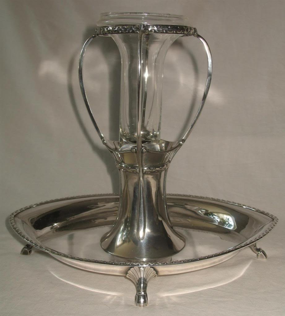 Antiqu Silver Plate : rare German Bauhaus / Viennese Modernist Vase