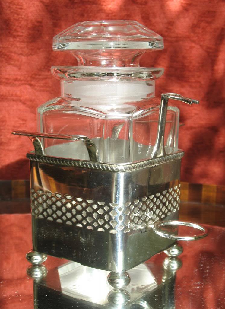 Antique Silver Plate : A stylish late Victorian Pickle Stand - cut glass Jar